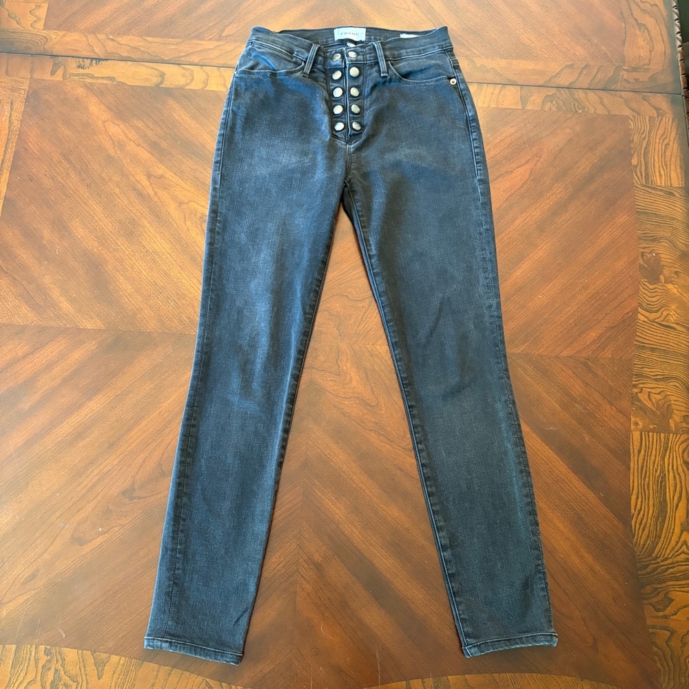 Frame Le High Skinny Denim Jeans‎ Snap Button Fly 27 High Rise Waisted